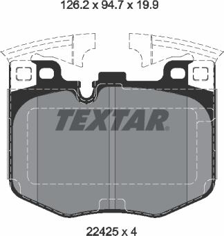 Textar 2242501 - Комплект спирачно феродо, дискови спирачки vvparts.bg