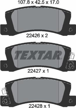 Textar 2242601 - Комплект спирачно феродо, дискови спирачки vvparts.bg