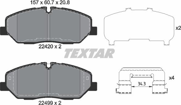 Textar 2242001 - Комплект спирачно феродо, дискови спирачки vvparts.bg