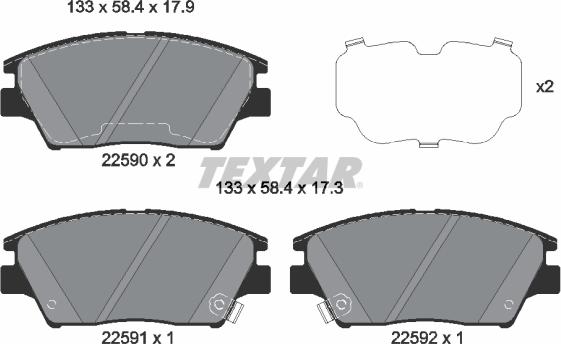 Textar 2259001 - Комплект спирачно феродо, дискови спирачки vvparts.bg