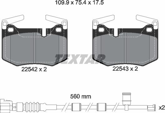 Textar 2254201 - Комплект спирачно феродо, дискови спирачки vvparts.bg