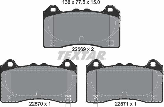 Textar 2256901 - Комплект спирачно феродо, дискови спирачки vvparts.bg