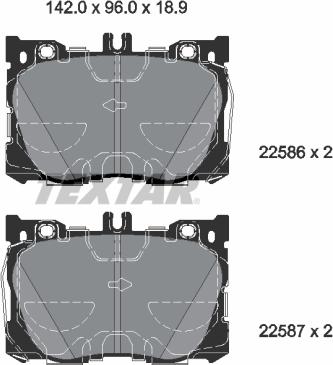 Textar 2258601 - Комплект спирачно феродо, дискови спирачки vvparts.bg