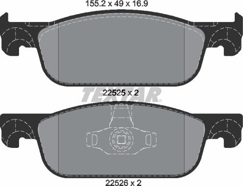 Textar 2252501 - Комплект спирачно феродо, дискови спирачки vvparts.bg