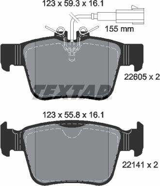 Textar 2260501 - Комплект спирачно феродо, дискови спирачки vvparts.bg