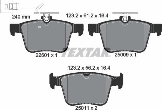 Textar 2260101 - Комплект спирачно феродо, дискови спирачки vvparts.bg