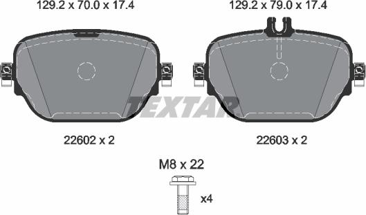 Textar 2260203 - Комплект спирачно феродо, дискови спирачки vvparts.bg