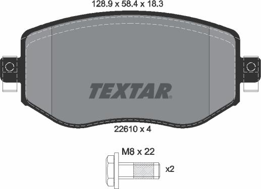 Textar 2261001 - Комплект спирачно феродо, дискови спирачки vvparts.bg