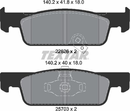 Textar 2262601 - Комплект спирачно феродо, дискови спирачки vvparts.bg