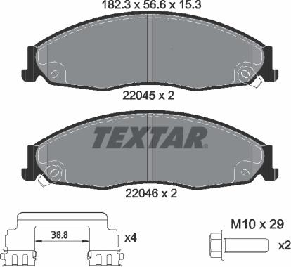 Textar 2204501 - Комплект спирачно феродо, дискови спирачки vvparts.bg