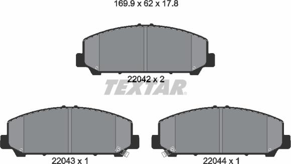 Textar 2204201 - Комплект спирачно феродо, дискови спирачки vvparts.bg