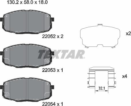 Textar 2205201 - Комплект спирачно феродо, дискови спирачки vvparts.bg