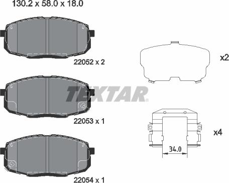 Textar 2205203 - Комплект спирачно феродо, дискови спирачки vvparts.bg