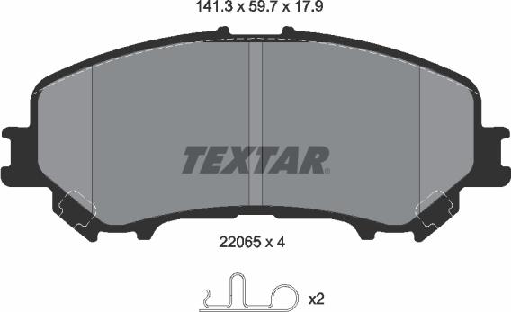 Textar 2206501 - Комплект спирачно феродо, дискови спирачки vvparts.bg