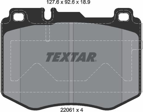 Textar 2206101 - Комплект спирачно феродо, дискови спирачки vvparts.bg