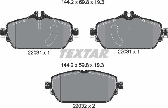 Textar 2203101 - Комплект спирачно феродо, дискови спирачки vvparts.bg