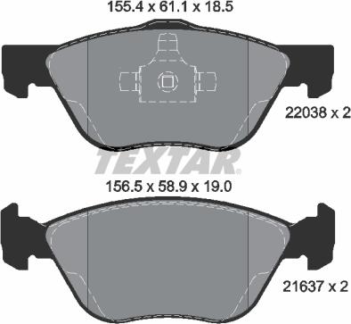 Textar 2203801 - Комплект спирачно феродо, дискови спирачки vvparts.bg