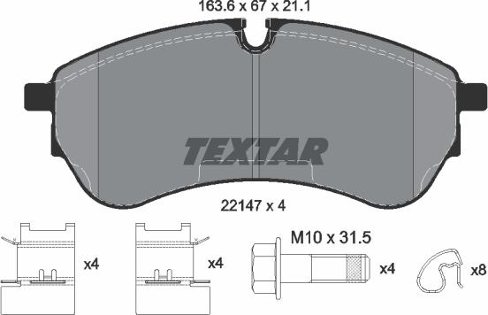 Textar 2214701 - Комплект спирачно феродо, дискови спирачки vvparts.bg