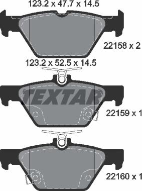 Textar 2215801 - Комплект спирачно феродо, дискови спирачки vvparts.bg