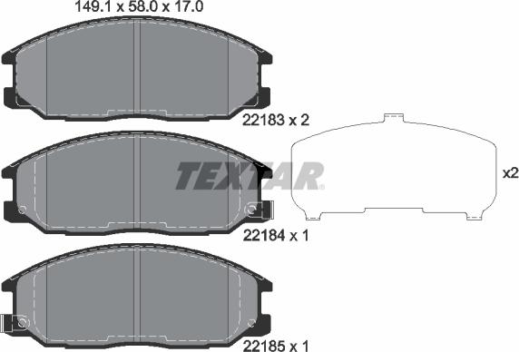 Textar 2218301 - Комплект спирачно феродо, дискови спирачки vvparts.bg