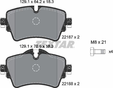 Textar 2218701 - Комплект спирачно феродо, дискови спирачки vvparts.bg