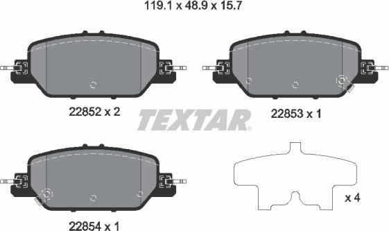 Textar 2285201 - Комплект спирачно феродо, дискови спирачки vvparts.bg