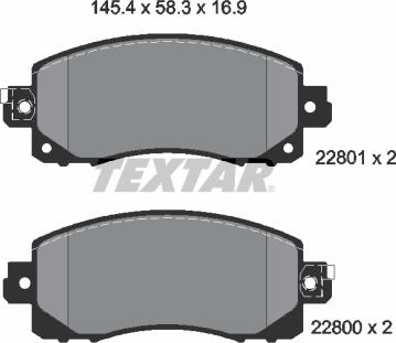 Textar 2280001 - Комплект спирачно феродо, дискови спирачки vvparts.bg