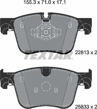 Textar 2281301 - Комплект спирачно феродо, дискови спирачки vvparts.bg