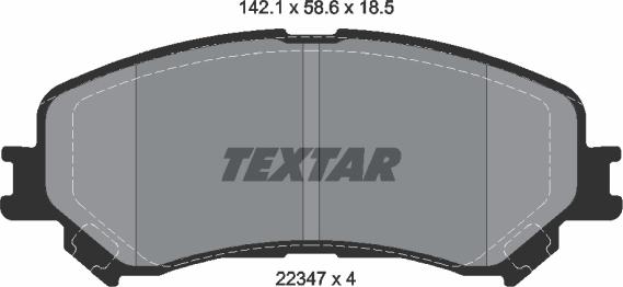 Textar 2234701 - Комплект спирачно феродо, дискови спирачки vvparts.bg