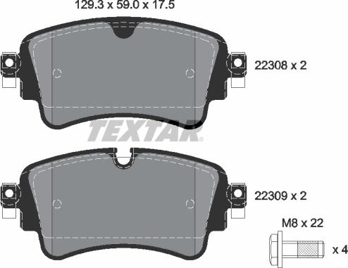 Textar 2230801 - Комплект спирачно феродо, дискови спирачки vvparts.bg