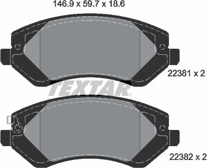 Textar 2238101 - Комплект спирачно феродо, дискови спирачки vvparts.bg