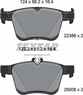 Textar 2238801 - Комплект спирачно феродо, дискови спирачки vvparts.bg