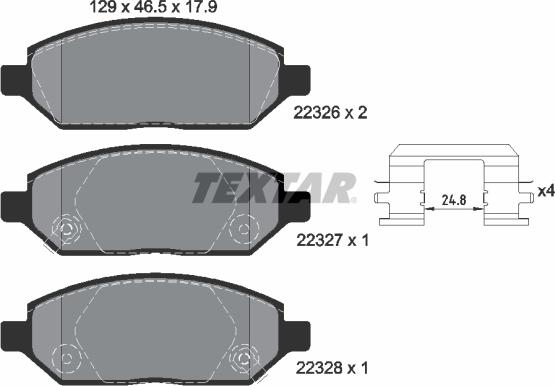 Textar 2232601 - Комплект спирачно феродо, дискови спирачки vvparts.bg