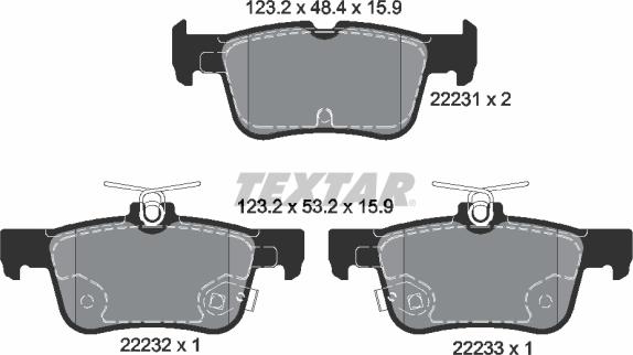 Textar 2223101 - Комплект спирачно феродо, дискови спирачки vvparts.bg