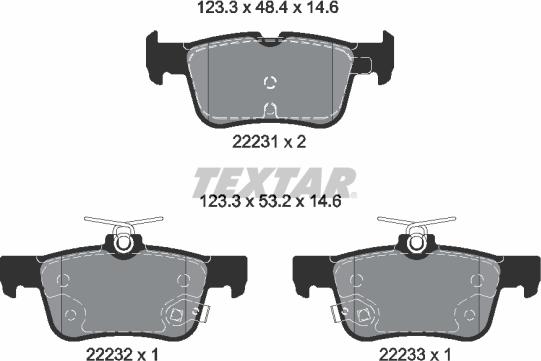 Textar 2223103 - Комплект спирачно феродо, дискови спирачки vvparts.bg