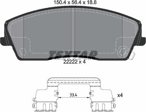 Textar 2222201 - Комплект спирачно феродо, дискови спирачки vvparts.bg