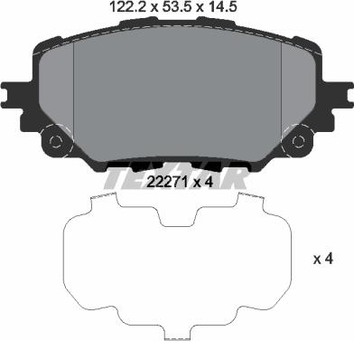 Textar 2227101 - Комплект спирачно феродо, дискови спирачки vvparts.bg