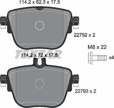 Textar 2279201 - Комплект спирачно феродо, дискови спирачки vvparts.bg