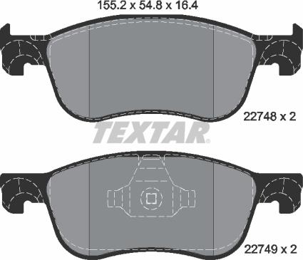 Textar 2274801 - Комплект спирачно феродо, дискови спирачки vvparts.bg