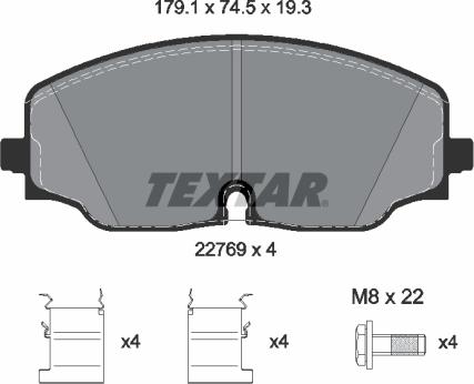 Textar 2276901 - Комплект спирачно феродо, дискови спирачки vvparts.bg
