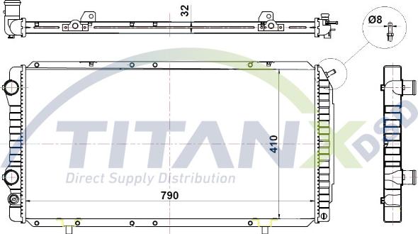 TITANX RD359032 - Радиатор, охлаждане на двигателя vvparts.bg