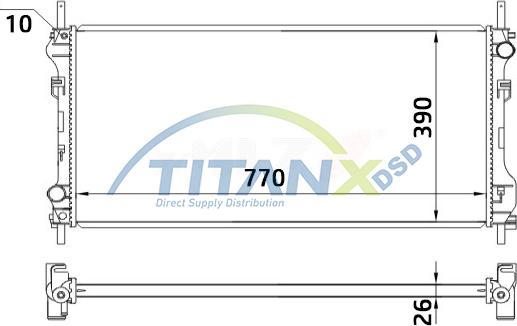 TITANX RD389012 - Радиатор, охлаждане на двигателя vvparts.bg
