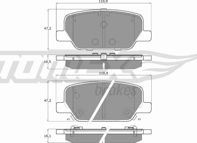 TOMEX brakes TX 60-06 - Комплект спирачно феродо, дискови спирачки vvparts.bg