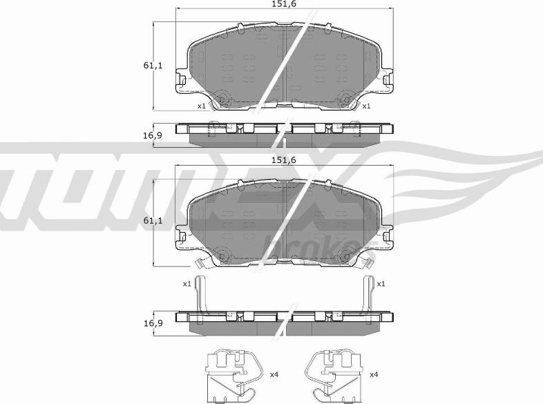 TOMEX brakes TX 60-27 - Комплект спирачно феродо, дискови спирачки vvparts.bg