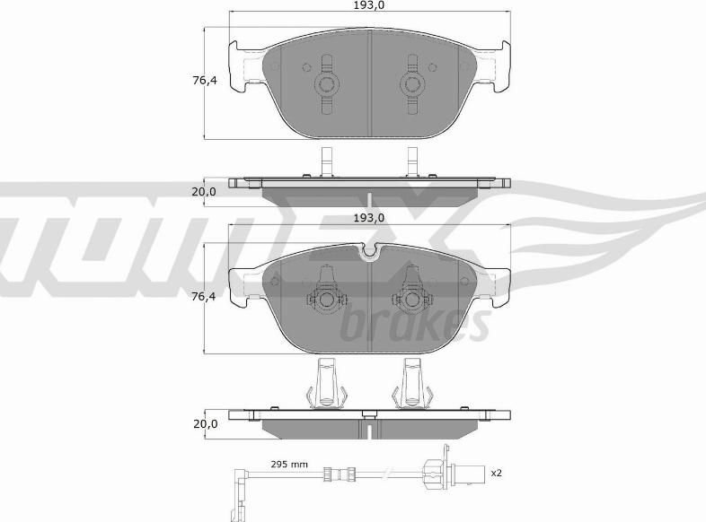 TOMEX brakes TX 19-40 - Комплект спирачно феродо, дискови спирачки vvparts.bg