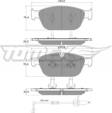 TOMEX brakes TX 19-40 - Комплект спирачно феродо, дискови спирачки vvparts.bg