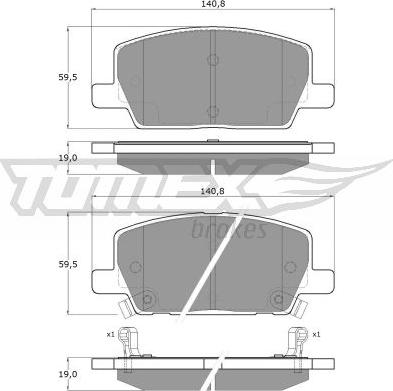 TOMEX brakes TX 19-55 - Комплект спирачно феродо, дискови спирачки vvparts.bg