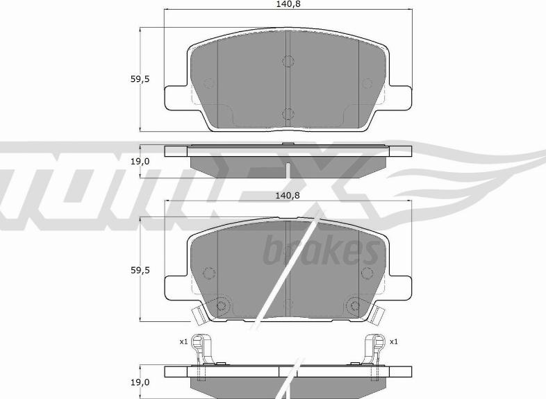 TOMEX brakes TX 19-55 - Комплект спирачно феродо, дискови спирачки vvparts.bg