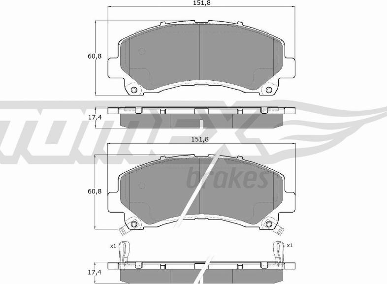 TOMEX brakes TX 19-00 - Комплект спирачно феродо, дискови спирачки vvparts.bg