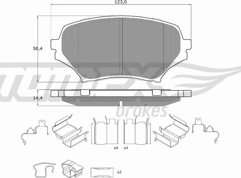 TOMEX brakes TX 19-02 - Комплект спирачно феродо, дискови спирачки vvparts.bg